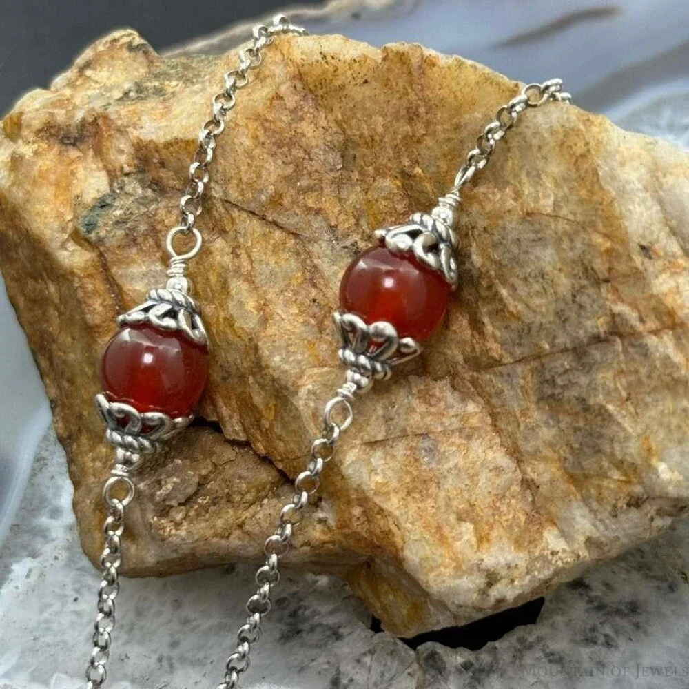 Carolyn Pollack Sterling Chain Link w/Carnelian Beads 31